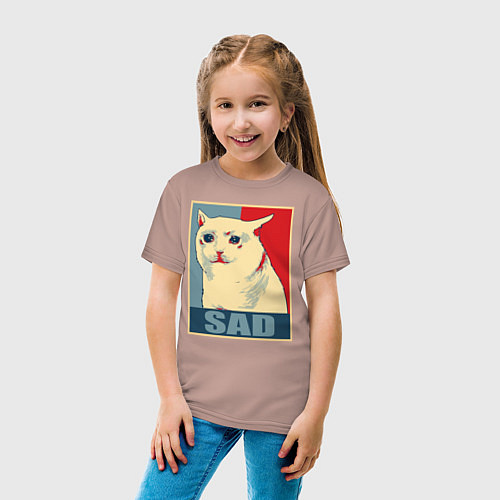 Детская футболка Sad Cat / Пыльно-розовый – фото 4