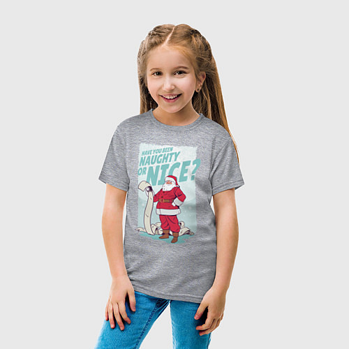 Детская футболка Санта со списком плохишей / Меланж – фото 4