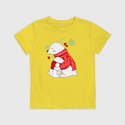 Футболка хлопковая детская Медведица с медвежонеком, цвет: желтый