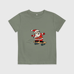 Детская футболка Санта на скейтборде