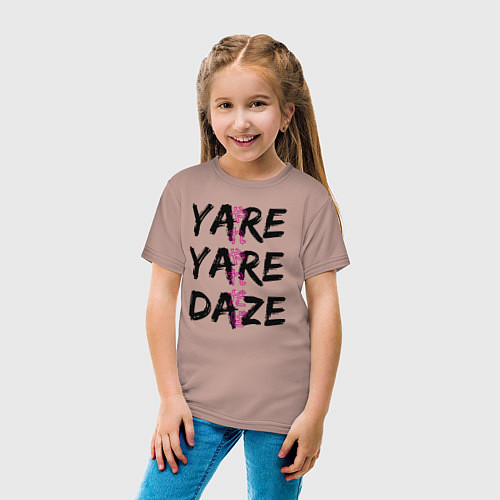 Детская футболка YARE YARE DAZE / Пыльно-розовый – фото 4