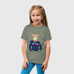 Футболка хлопковая детская Hipster Deer, цвет: авокадо — фото 2