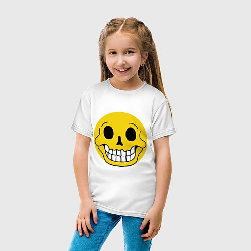 Детская футболка Смайл череп / Белый – фото 4