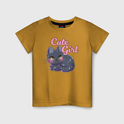 Футболка хлопковая детская Cute Girl, цвет: горчичный