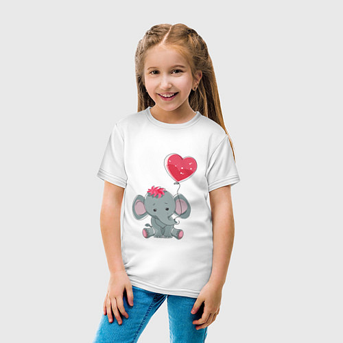 Детская футболка Влюбленный слоник / Белый – фото 4