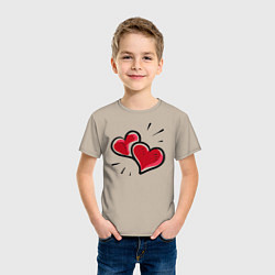 Футболка хлопковая детская Hearts, цвет: миндальный — фото 2