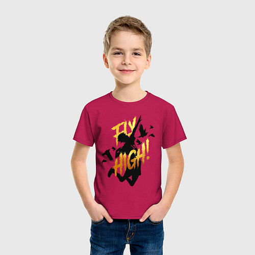 Детская футболка FLY HIGH gold ver / Маджента – фото 3