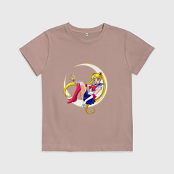 Футболка хлопковая детская Sailor Moon, цвет: пыльно-розовый