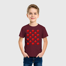 Футболка хлопковая детская Красные звезды, цвет: меланж-бордовый — фото 2