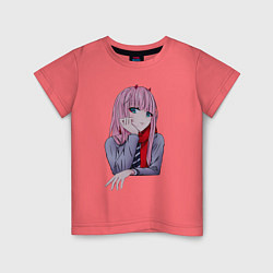 Футболка хлопковая детская Zero Two, цвет: коралловый