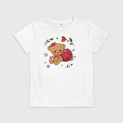 Футболка хлопковая детская Мишка, цвет: белый