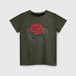 Футболка хлопковая детская Skull&Rose, цвет: меланж-хаки