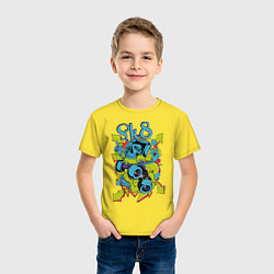 Футболка хлопковая детская Граффити Череп, цвет: желтый — фото 2