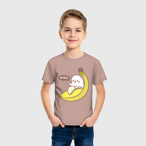 Детская футболка Банано - кот / Пыльно-розовый – фото 3