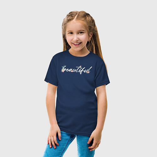 Детская футболка Beautiful / Тёмно-синий – фото 4