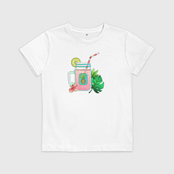 Футболка хлопковая детская Летний напиток - газировка, цвет: белый