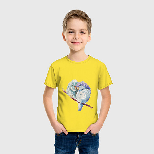 Детская футболка Акварельные попугаи / Желтый – фото 3