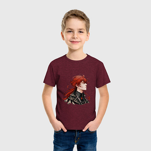 Детская футболка Дилюк / Меланж-бордовый – фото 3
