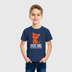 Футболка хлопковая детская Hug Me Im Vaccinated, цвет: тёмно-синий — фото 2