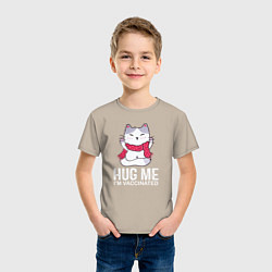 Футболка хлопковая детская Hug Me Im Vaccinated, цвет: миндальный — фото 2