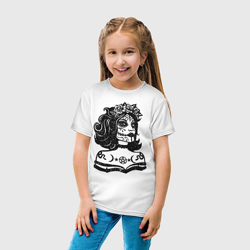 Детская футболка Богиня с розами и пентаграммой / Белый – фото 4
