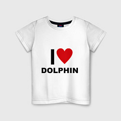 Футболка хлопковая детская I love Dolphin, цвет: белый