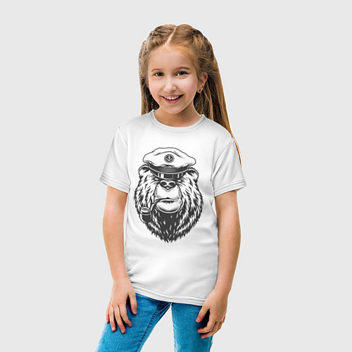 Детская футболка Русский медведь - моряк / Белый – фото 4