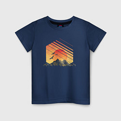 Футболка хлопковая детская Mountain Galaxy Sunset, цвет: тёмно-синий