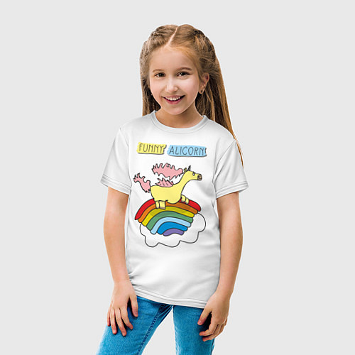 Детская футболка Забавный аликорн / Белый – фото 4