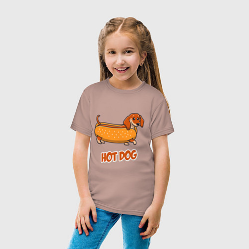 Детская футболка Hot Dog / Пыльно-розовый – фото 4