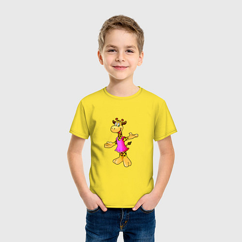 Детская футболка Жираф в платье / Желтый – фото 3
