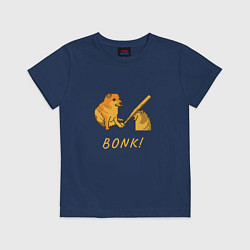 Футболка хлопковая детская Doge Bonk go to horny jail, цвет: тёмно-синий