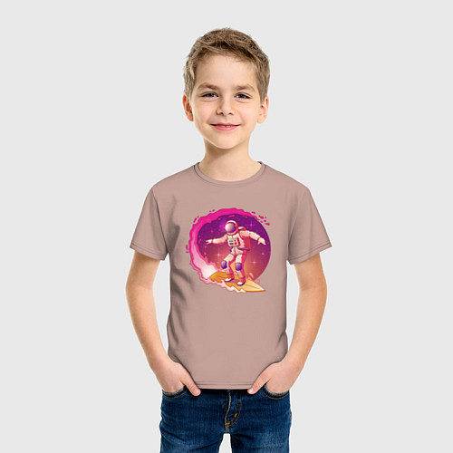 Детская футболка Космический серфинг / Пыльно-розовый – фото 3