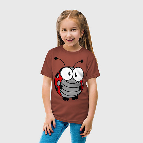 Детская футболка Удивленная божья коровка / Кирпичный – фото 4