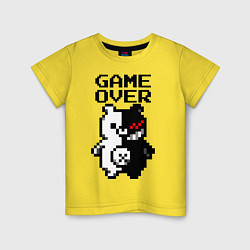 Футболка хлопковая детская MONOKUMA GAME OVER, цвет: желтый