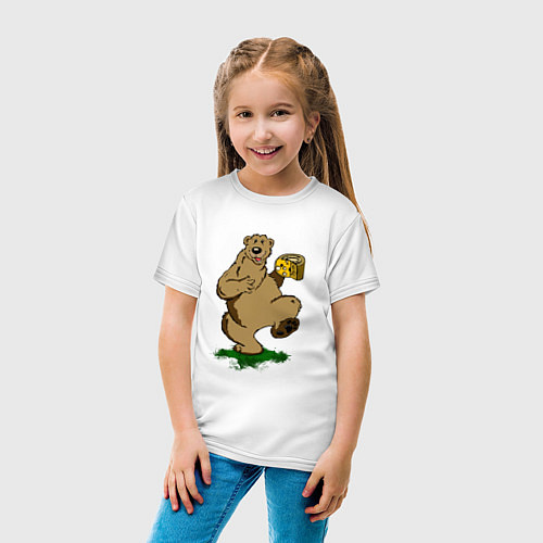 Детская футболка Тучный медведь / Белый – фото 4