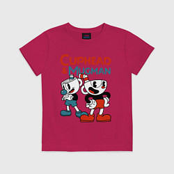 Футболка хлопковая детская Cuphead & Mugman, цвет: маджента