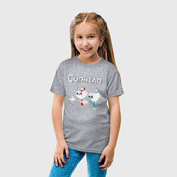 Футболка хлопковая детская Cuphead, цвет: меланж — фото 2