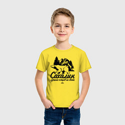 Футболка хлопковая детская Сахалин - лучший остров, цвет: желтый — фото 2