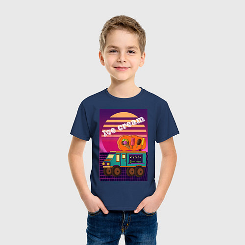 Детская футболка Фургончик с мороженым / Тёмно-синий – фото 3