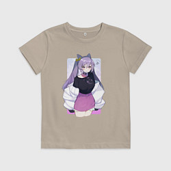 Футболка хлопковая детская Современная Кэ Цин, цвет: миндальный