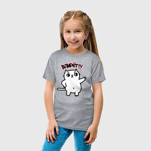 Детская футболка Кот впирёт / Меланж – фото 4