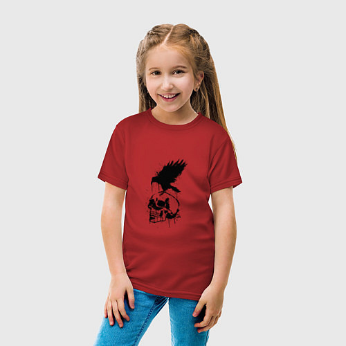 Детская футболка Skull crow / Красный – фото 4
