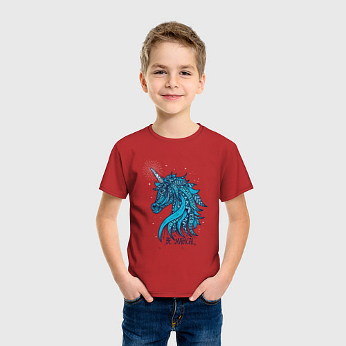 Детская футболка Единорог Be Magical / Красный – фото 3