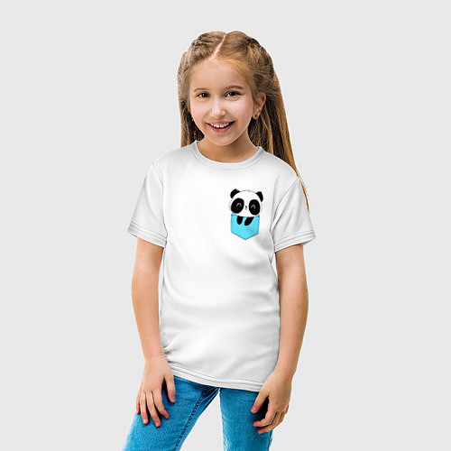 Детская футболка Панда милашка в кармашке / Белый – фото 4
