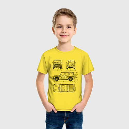 Детская футболка MERCEDES-BENZ G-CLASS СХЕМА / Желтый – фото 3