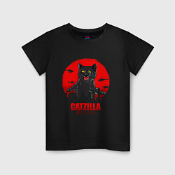 Футболка хлопковая детская КОТЗИЛЛА CATZILLA, цвет: черный