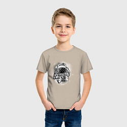 Футболка хлопковая детская Космонавт, цвет: миндальный — фото 2