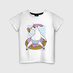 Футболка хлопковая детская Chilling Unicorn, цвет: белый