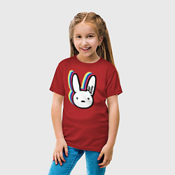 Футболка хлопковая детская Bad Bunny logo, цвет: красный — фото 2